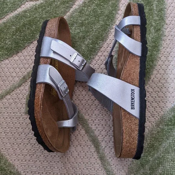 Birkenstock Mayari Sandals, Silver, size EU 37 (US 6.5/7) NEW - Picture 3 of 7